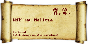 Nánay Melitta névjegykártya